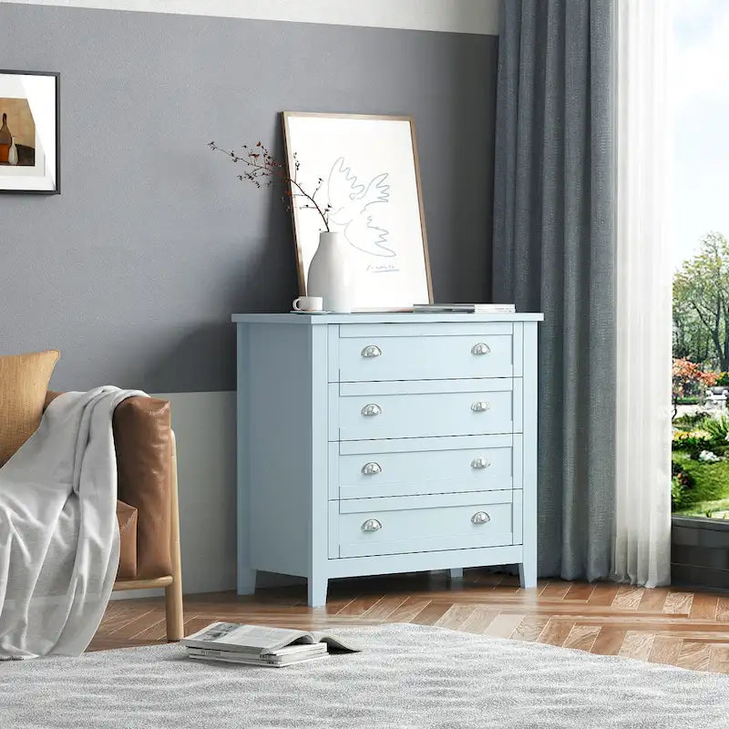Modern Drawer Dresser for Bedroom,Chest of Dressers with Solid Wood Frame Retro Buffet Sideboard with Shell Handle