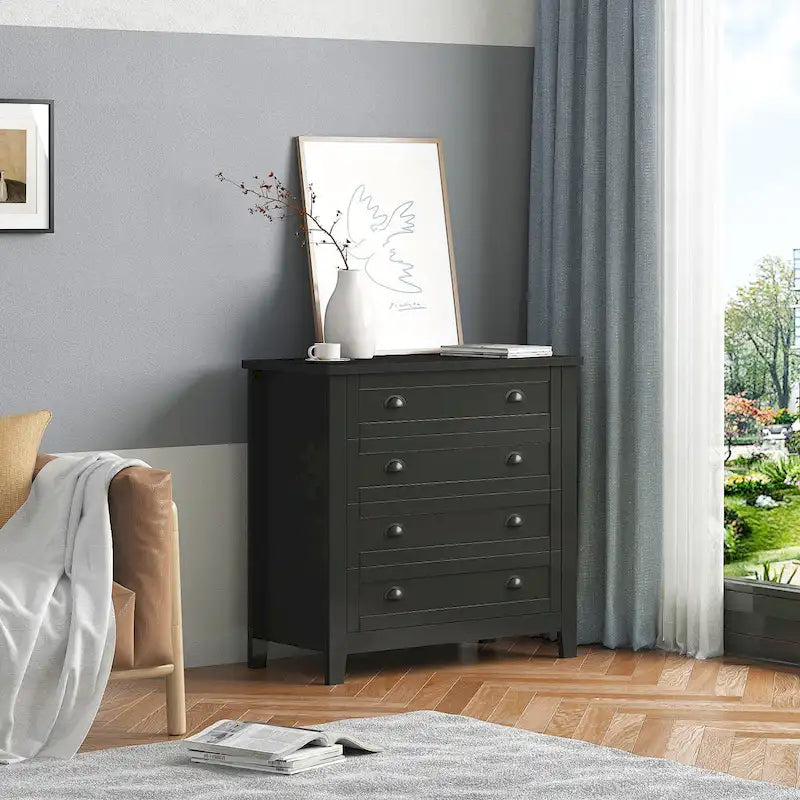 Modern Drawer Dresser for Bedroom,Chest of Dressers with Solid Wood Frame Retro Buffet Sideboard with Shell Handle