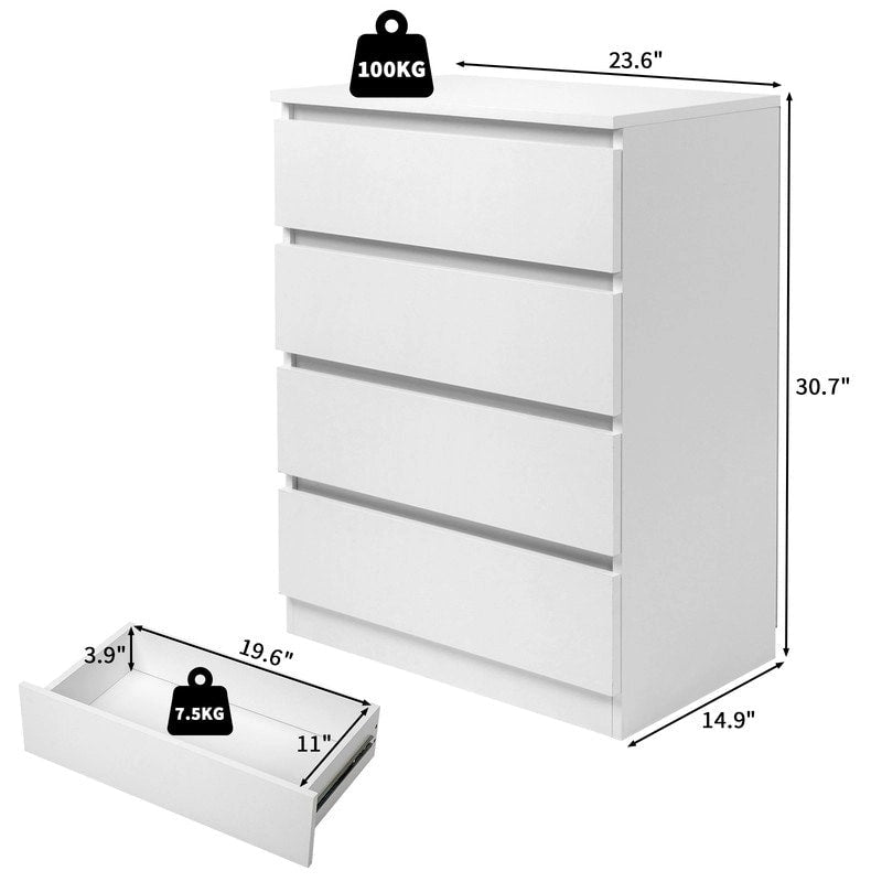 Modern Wood Dresser for Bedroom with 4 Drawers