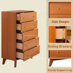 Mid-Century Modern 5 Drawer Dresser, Wood Chest of Drawers
