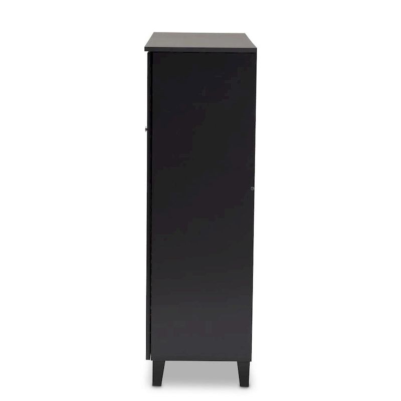 Contemporary 11-shelf Wood Shoe Storage Cabinet with Drawer