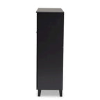 Contemporary 11-shelf Wood Shoe Storage Cabinet with Drawer