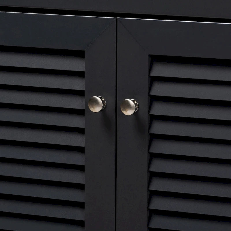 Contemporary 11-shelf Wood Shoe Storage Cabinet with Drawer