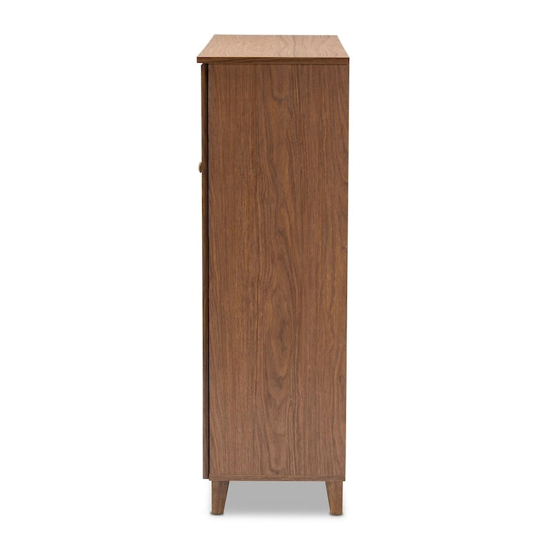 Contemporary 11-shelf Wood Shoe Storage Cabinet with Drawer
