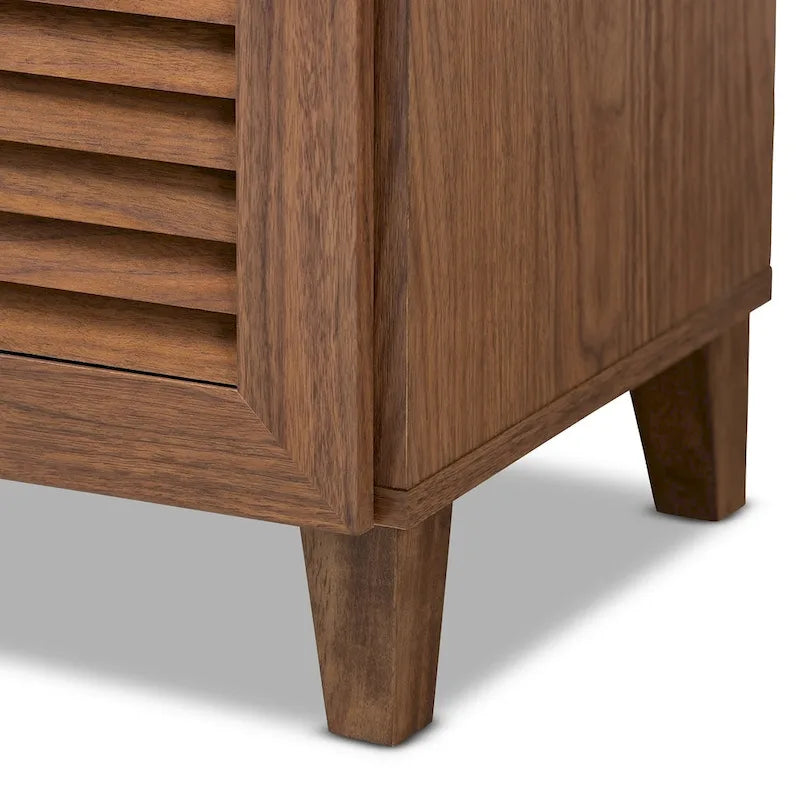 Contemporary 11-shelf Wood Shoe Storage Cabinet with Drawer