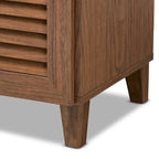 Contemporary 11-shelf Wood Shoe Storage Cabinet with Drawer