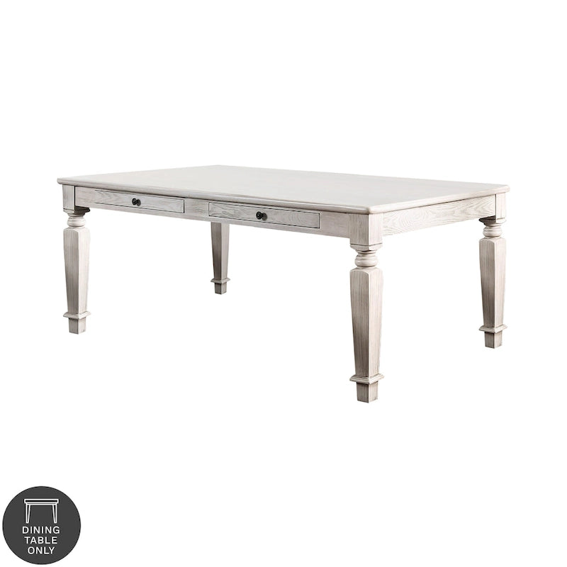 Rustic White 72-inch Wood Dining Table with Storage