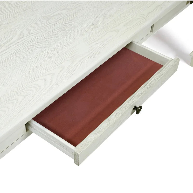 Rustic White 72-inch Wood Dining Table with Storage