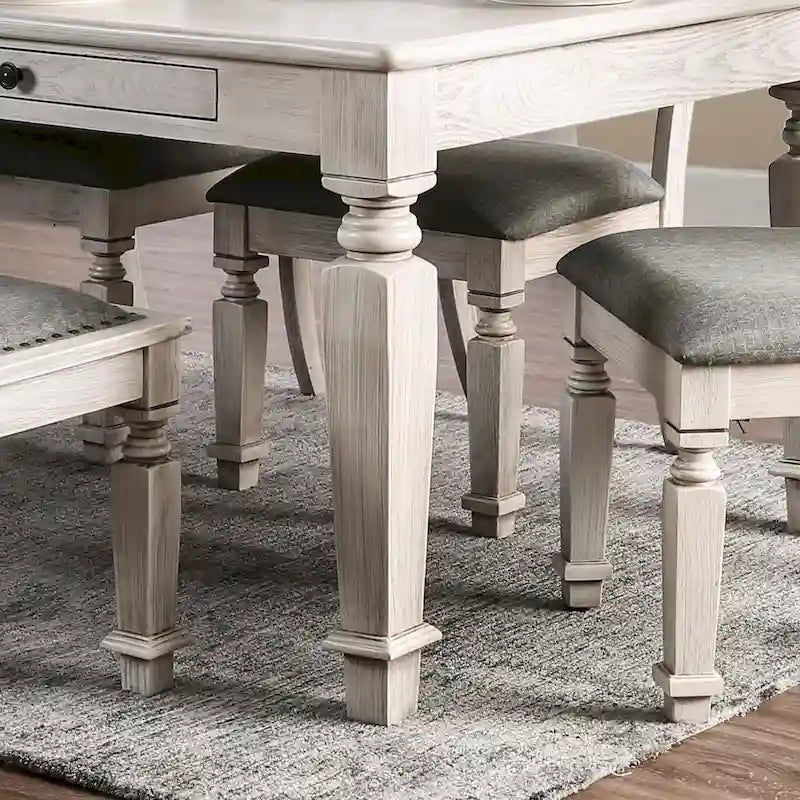 Rustic White 72-inch Wood Dining Table with Storage