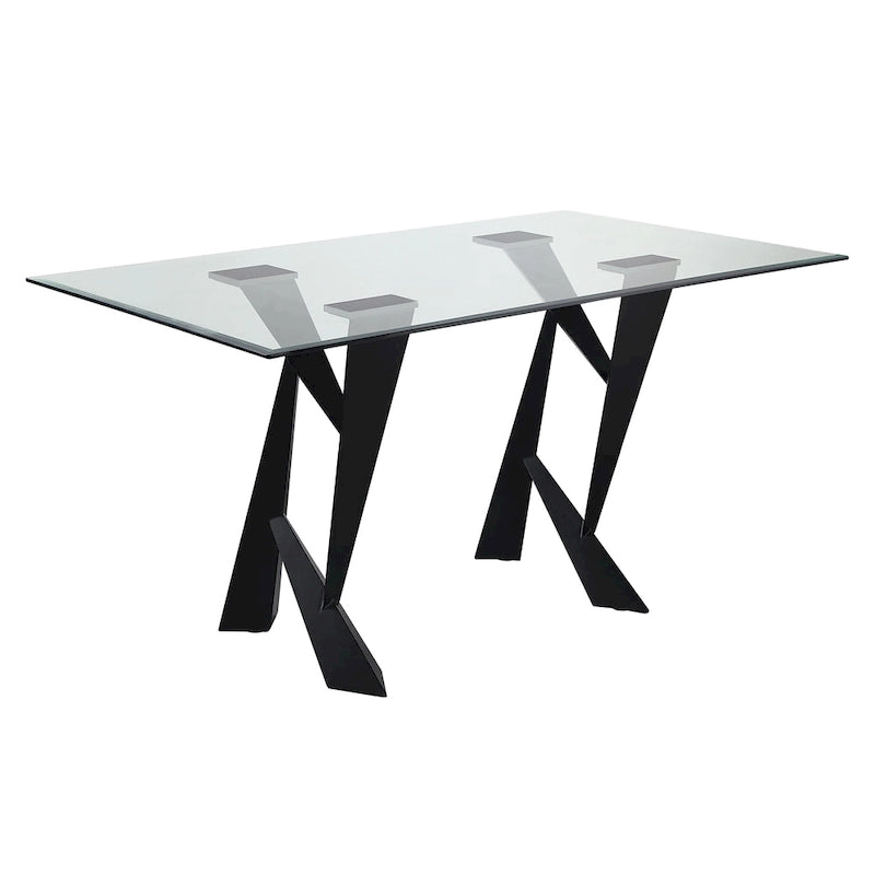 Modern Black 58-inch Glass Top Dining Table