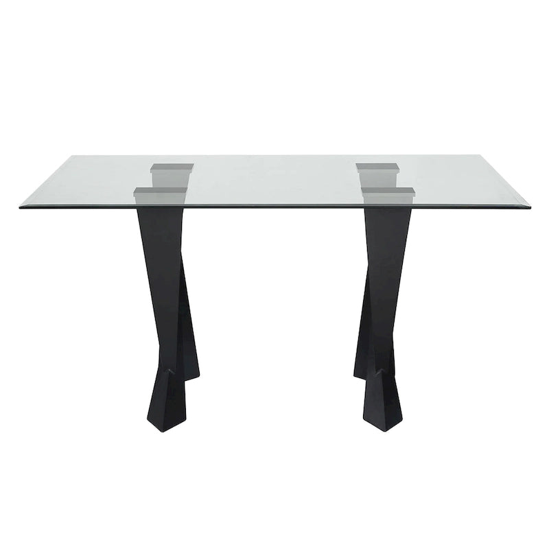 Modern Black 58-inch Glass Top Dining Table