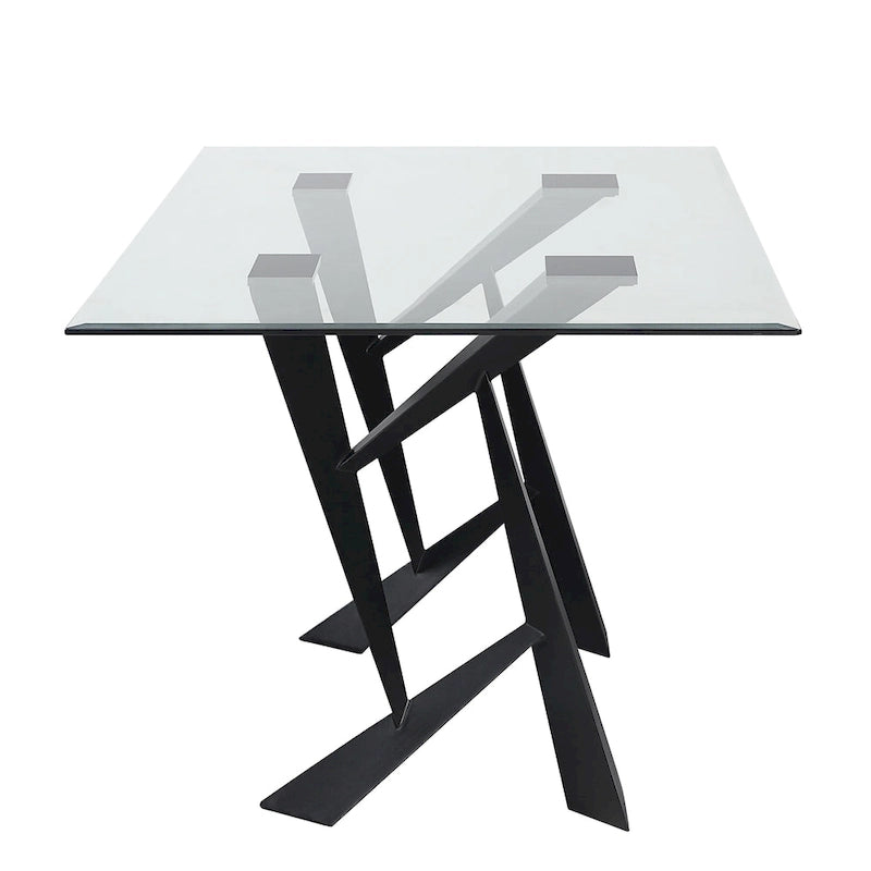 Modern Black 58-inch Glass Top Dining Table
