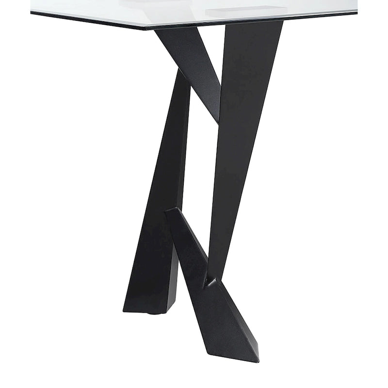 Modern Black 58-inch Glass Top Dining Table