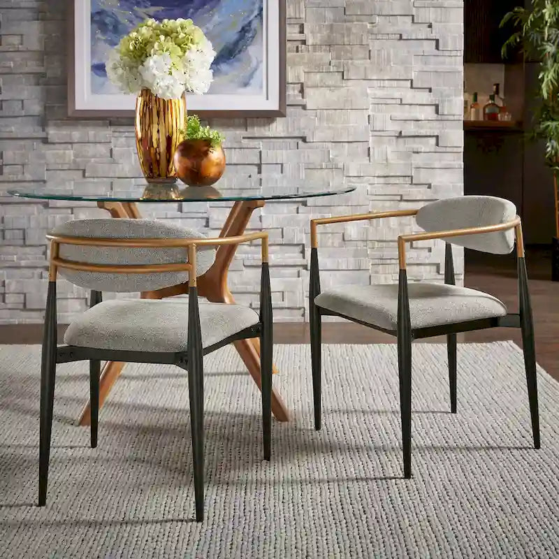 Mid-century Dining Chair with Two-tone Copper & Black Finish (Set of 2)