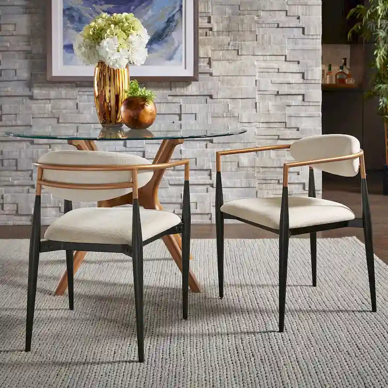 Mid-century Dining Chair with Two-tone Copper & Black Finish (Set of 2)