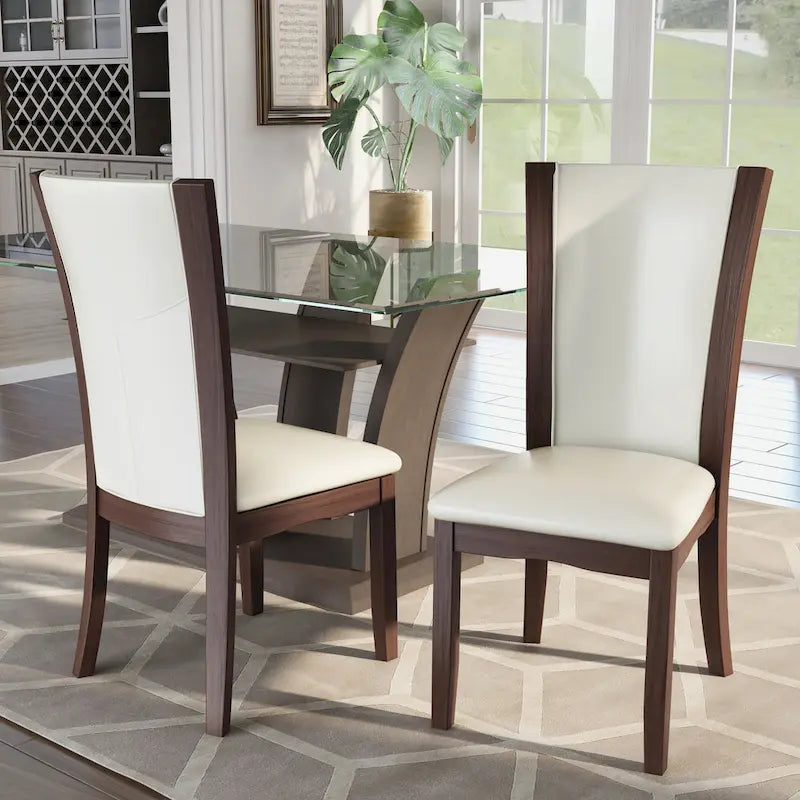 Row Contemporary Faux Leather Upholstered Dining Chairs by  (Set of 2)