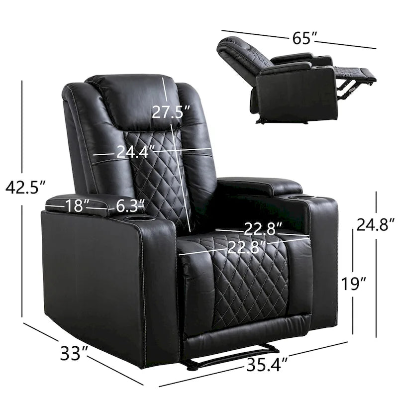 Electric Power Theater Recliner Chair with USB Ports and Cup Holders