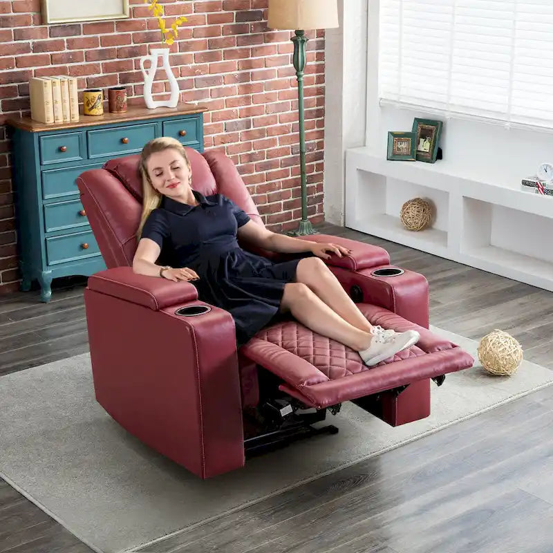 Electric Power Theater Recliner Chair with USB Ports and Cup Holders