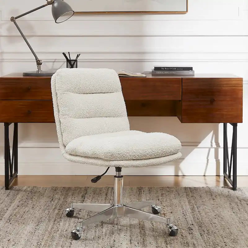 Mid-Century Modern Genuine Leather Home Office Desk Chair