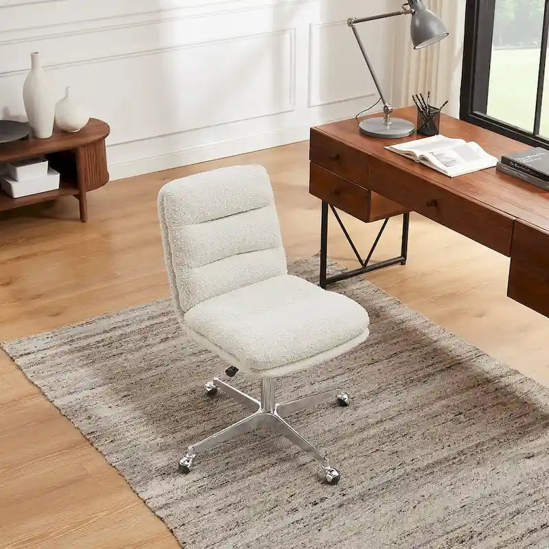 Mid-Century Modern Genuine Leather Home Office Desk Chair