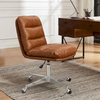 Mid-Century Modern Genuine Leather Home Office Desk Chair