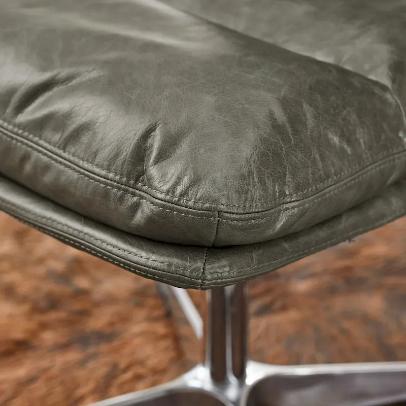 Mid-Century Modern Genuine Leather Home Office Desk Chair