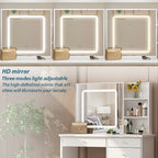 39.4Wide Makeup Vanity Set with Stool and 3 Color Touching Mirror - 39.4W