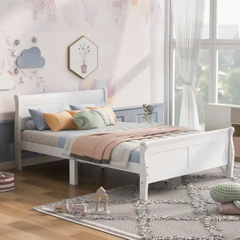 Full Queen Twin Size Wood Platform Bed