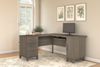 60W L Shaped Desk with Drawers and Storage