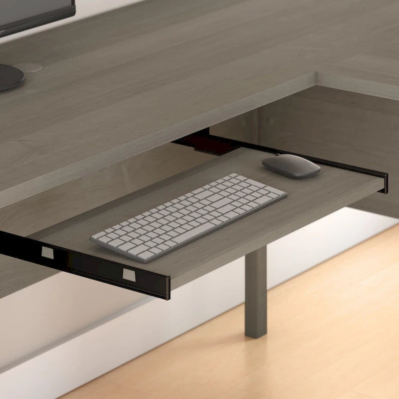 60W L Shaped Desk with Drawers and Storage