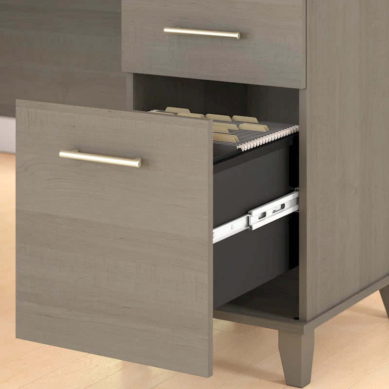 60W L Shaped Desk with Drawers and Storage