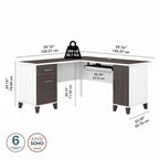 60W L Shaped Desk with Drawers and Storage