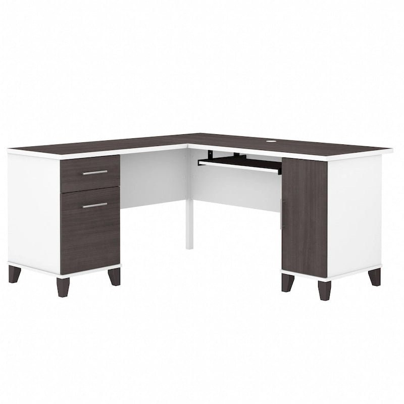 60W L Shaped Desk with Drawers and Storage