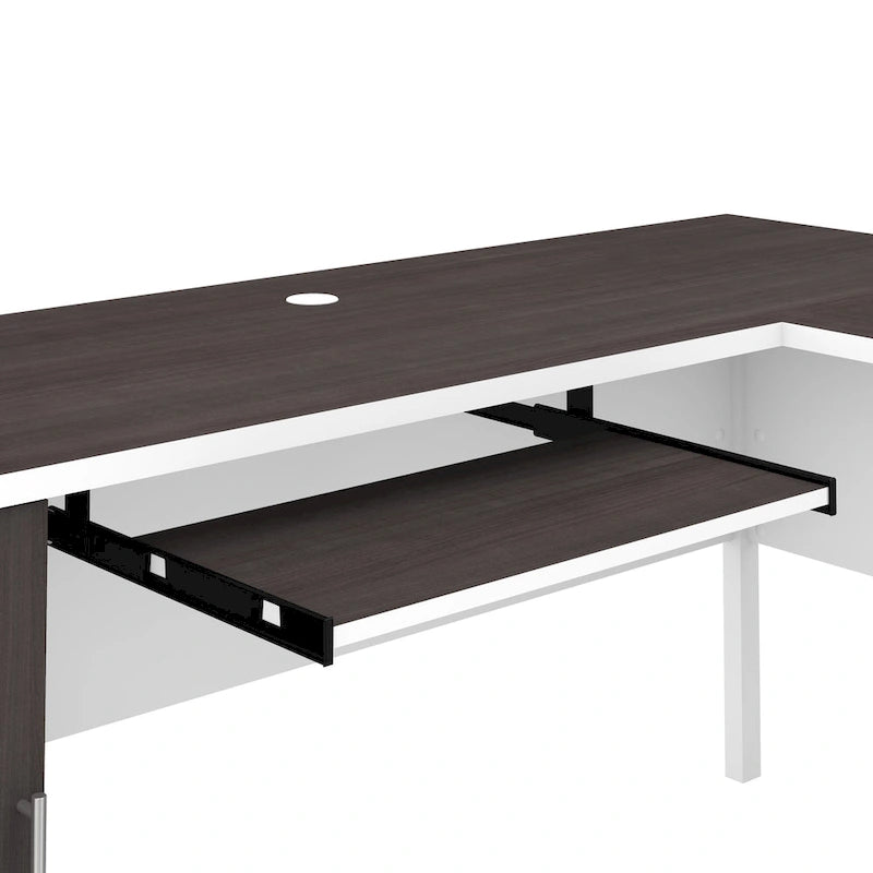 60W L Shaped Desk with Drawers and Storage