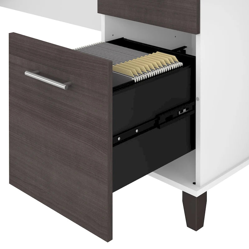 60W L Shaped Desk with Drawers and Storage