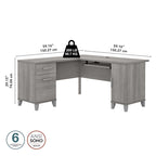 60W L Shaped Desk with Drawers and Storage