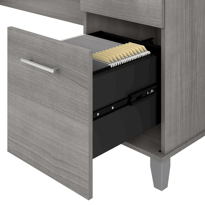 60W L Shaped Desk with Drawers and Storage