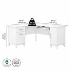 60W L Shaped Desk with Drawers and Storage