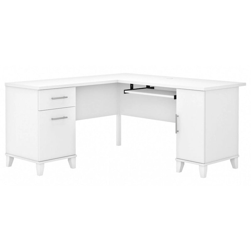 60W L Shaped Desk with Drawers and Storage