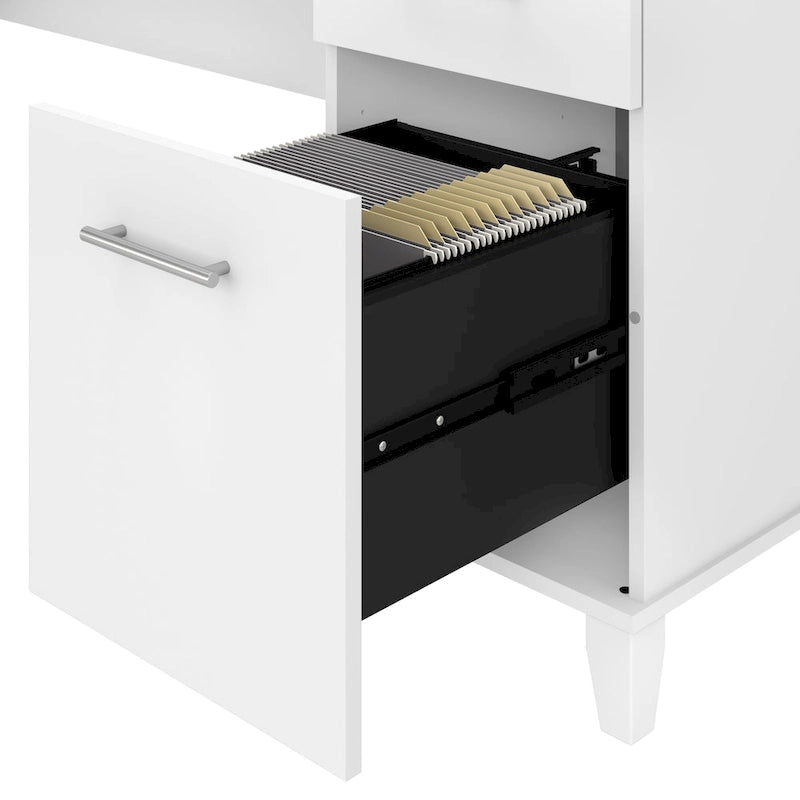 60W L Shaped Desk with Drawers and Storage