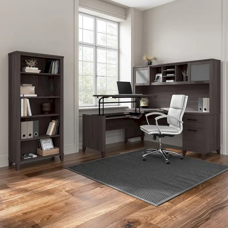 60W L Shaped Desk with Drawers and Storage