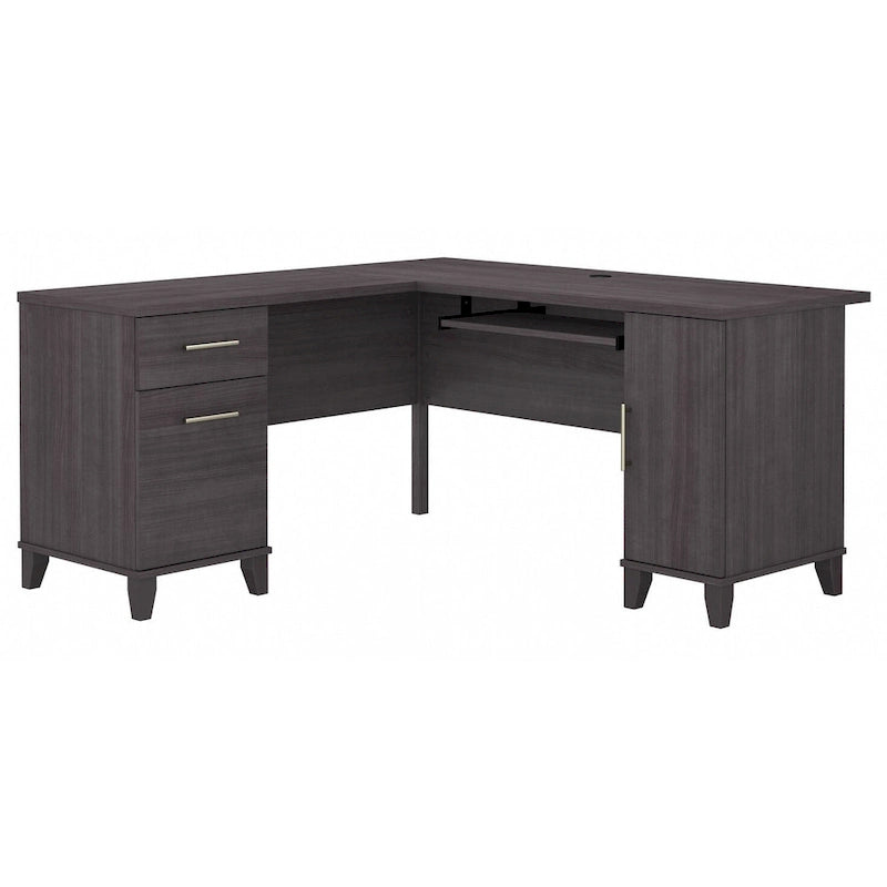 60W L Shaped Desk with Drawers and Storage