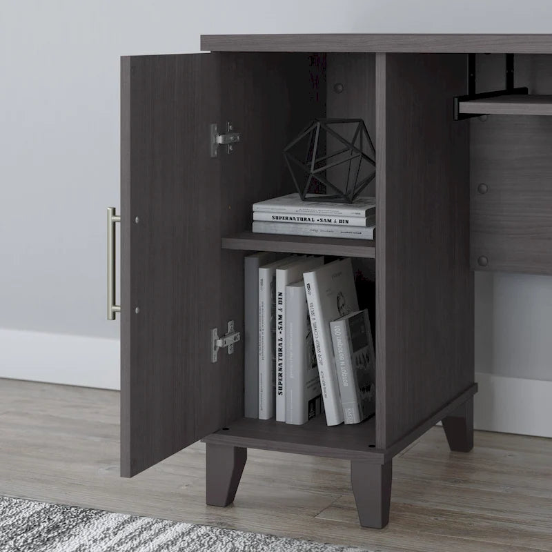 60W L Shaped Desk with Drawers and Storage