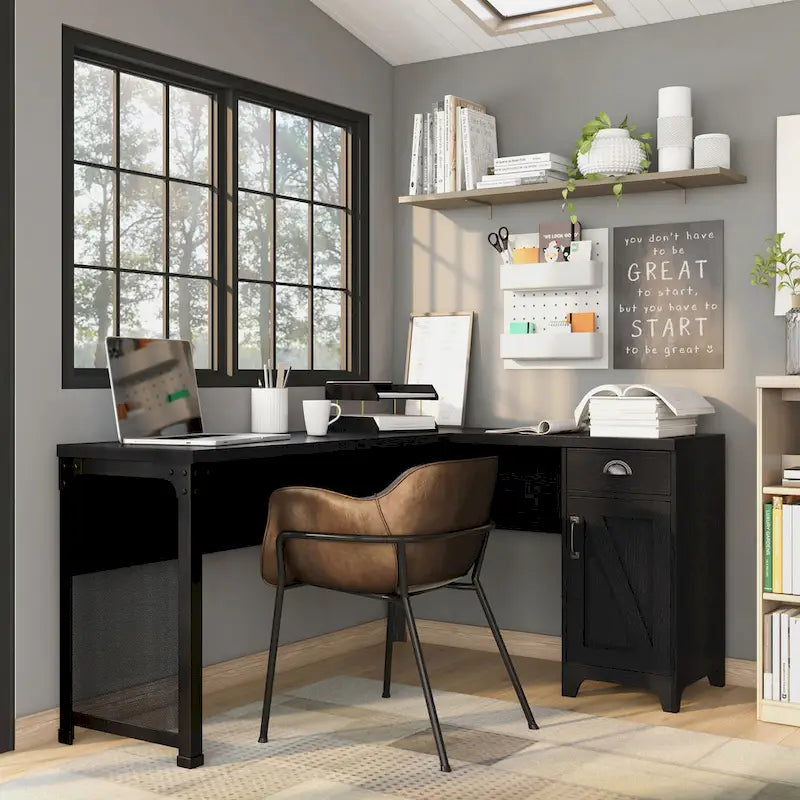 DH BASIC Farmhouse 61-inch L-shape Desk by 