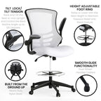 Mid-Back Ergonomic Drafting Chair with Adjustable Foot Ring and Flip-Up Arms