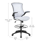 Mid-Back Ergonomic Drafting Chair with Adjustable Foot Ring and Flip-Up Arms