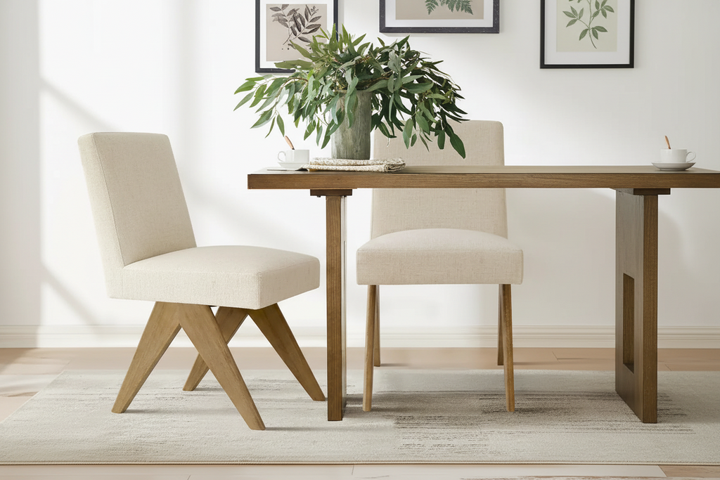 Linen Mid Century Modern Dining Chair