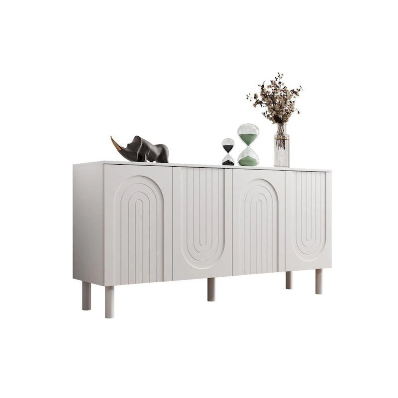 63.2W Bookcase Credenza Sideboard Buffet with Drawer & Pop-Up Doors