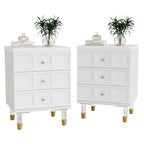 Nightstand Bedside Table with 3 Drawers, Bedroom Tall Night Stands Sofa End Table with Storage for Bedroom, Living Room