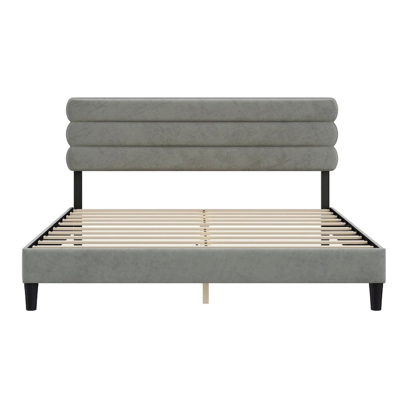 King Size Bed Frame with Headboard, Sturdy Platform Bed with Wooden Slats Support and No Box Spring